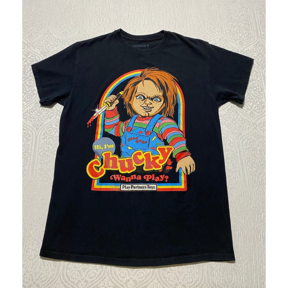 Chucky Child's Play‎ Movie Graphic T-Shirt Mens Medium Black Horror Wanna Play